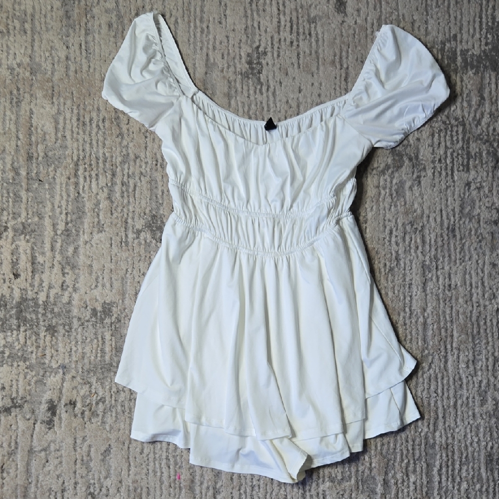 White Romper Size Med Womans Ruffles Fairy Bridal Cottagecore Festival Bridal